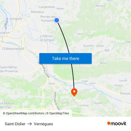 Saint-Didier to Vernègues map