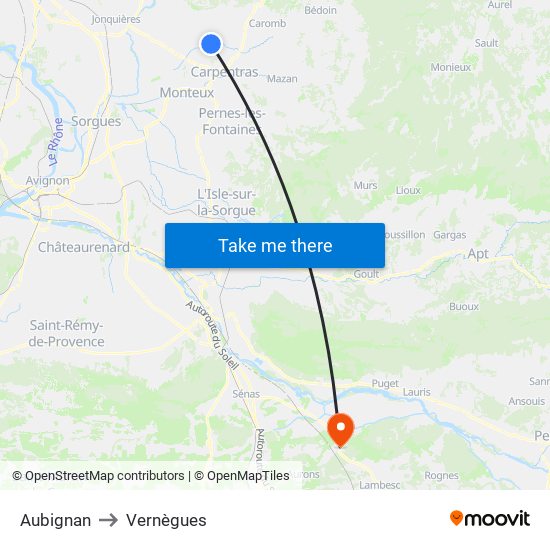 Aubignan to Vernègues map