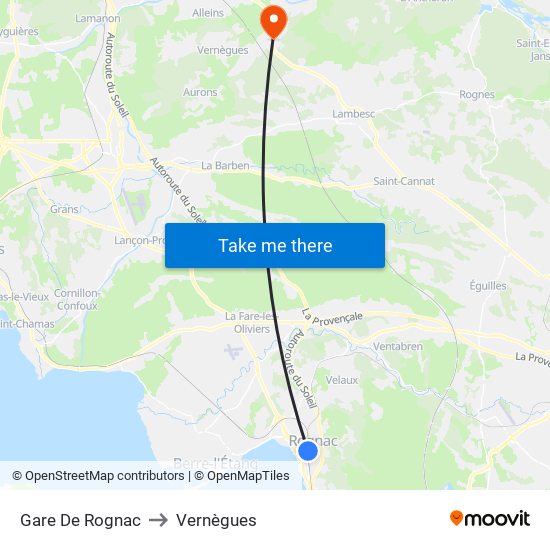 Gare De Rognac to Vernègues map