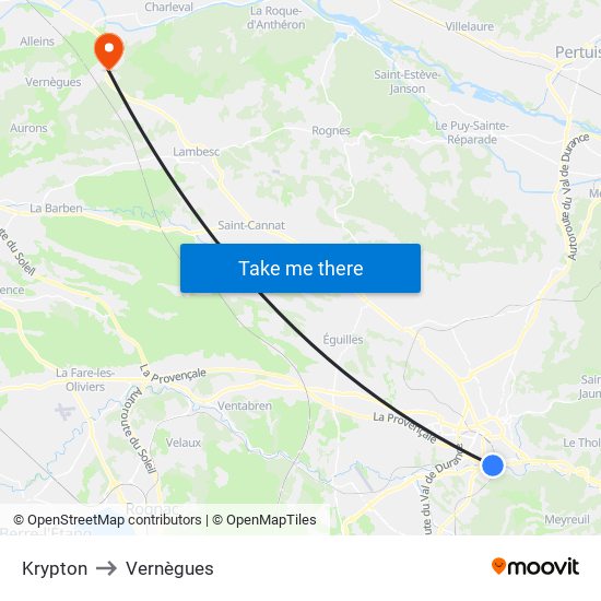 Krypton to Vernègues map