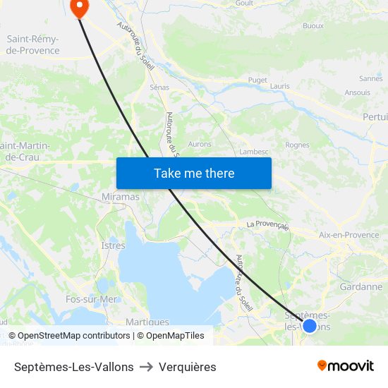 Septèmes-Les-Vallons to Verquières map