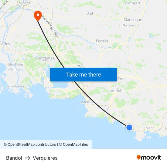 Bandol to Verquières map