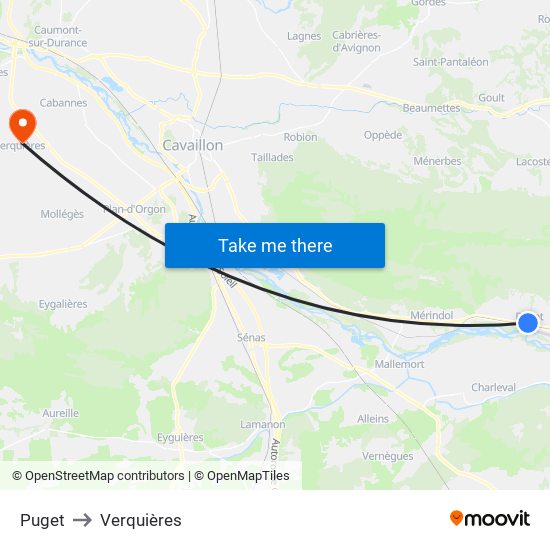 Puget to Verquières map