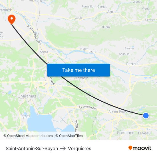 Saint-Antonin-Sur-Bayon to Verquières map