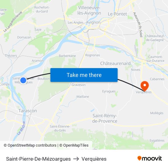 Saint-Pierre-De-Mézoargues to Verquières map