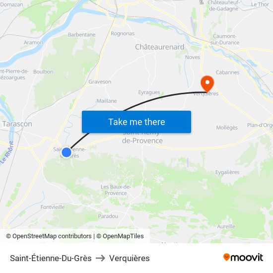 Saint-Étienne-Du-Grès to Verquières map