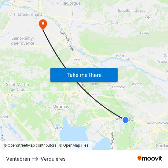 Ventabren to Verquières map