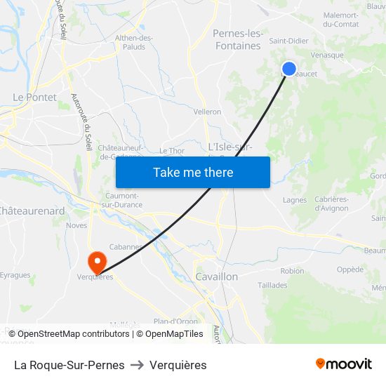 La Roque-Sur-Pernes to Verquières map