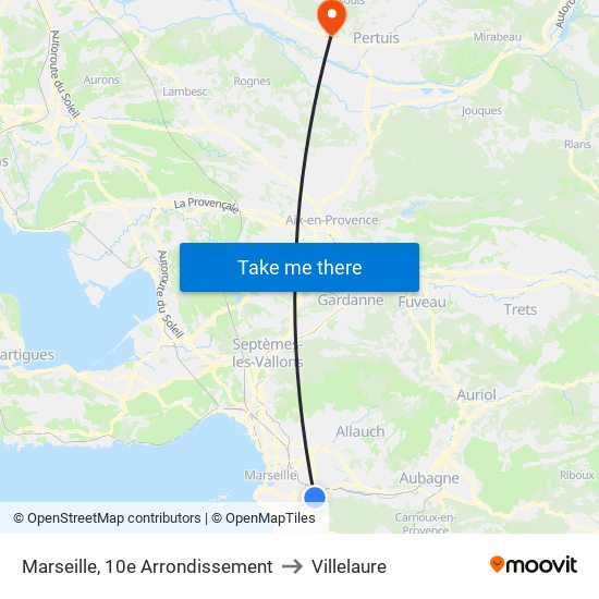Marseille, 10e Arrondissement to Villelaure map