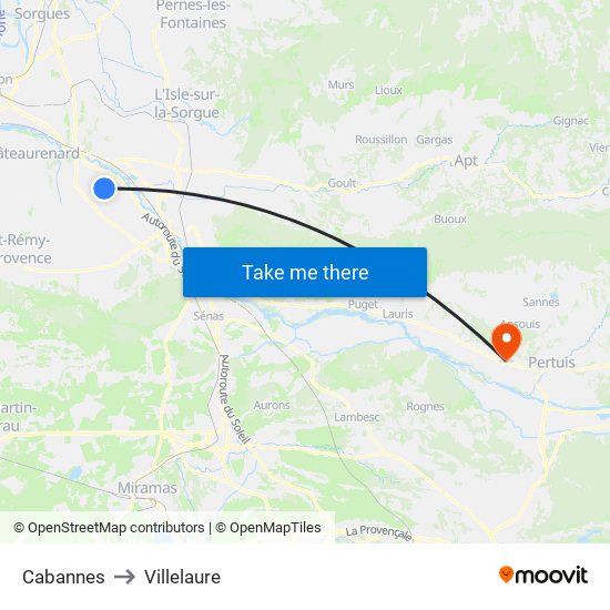 Cabannes to Villelaure map