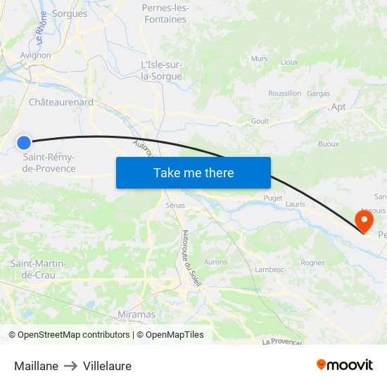 Maillane to Villelaure map