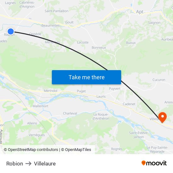 Robion to Villelaure map