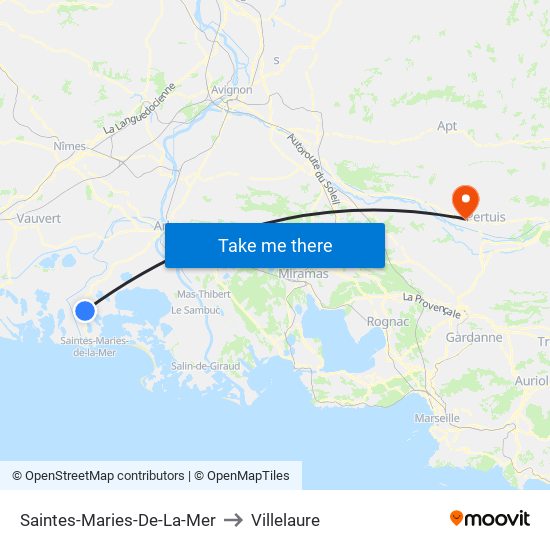 Saintes-Maries-De-La-Mer to Villelaure map