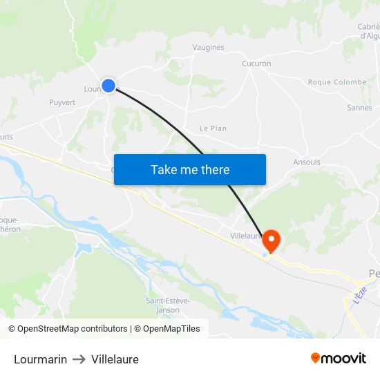 Lourmarin to Villelaure map
