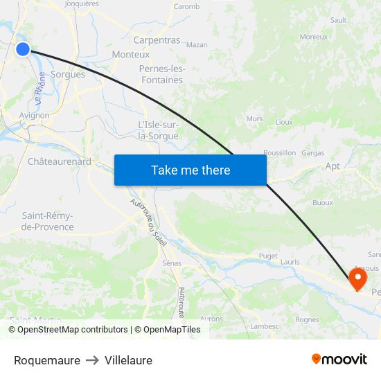 Roquemaure to Villelaure map