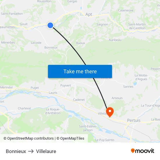 Bonnieux to Villelaure map