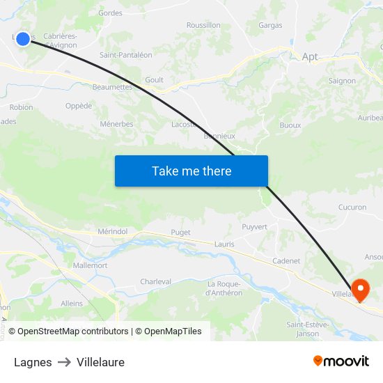 Lagnes to Villelaure map