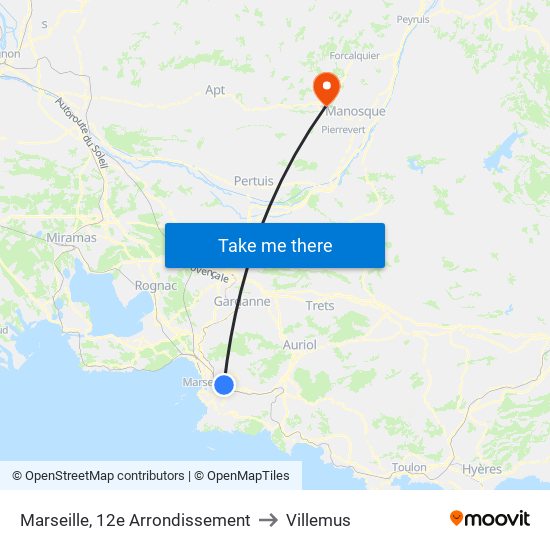 Marseille, 12e Arrondissement to Villemus map