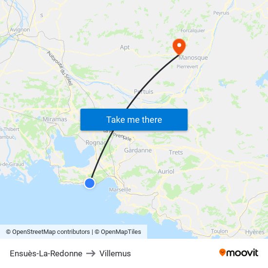 Ensuès-La-Redonne to Villemus map