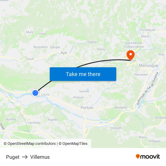 Puget to Villemus map