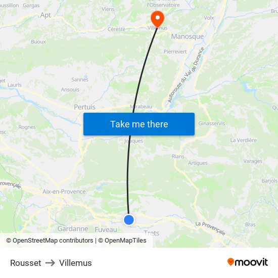 Rousset to Villemus map