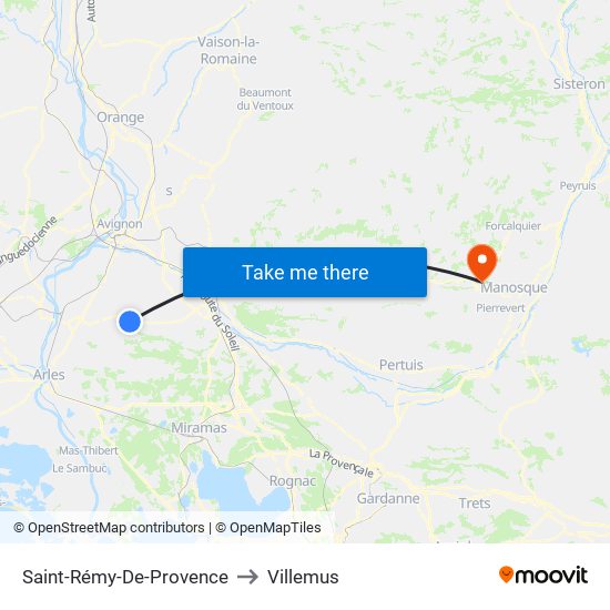 Saint-Rémy-De-Provence to Villemus map
