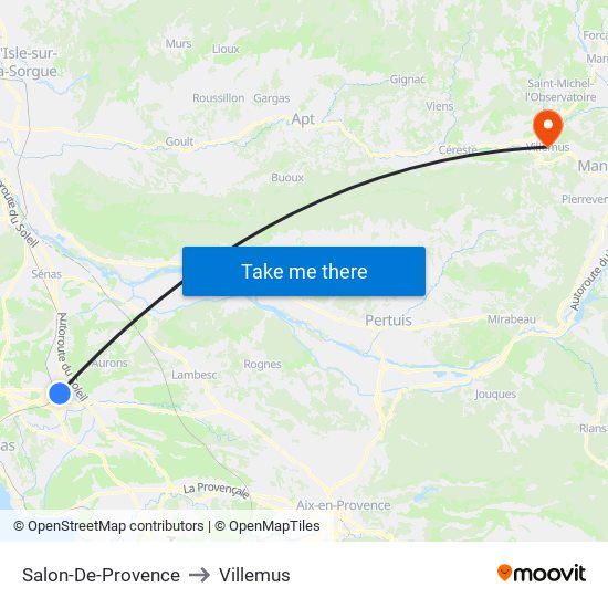 Salon-De-Provence to Villemus map
