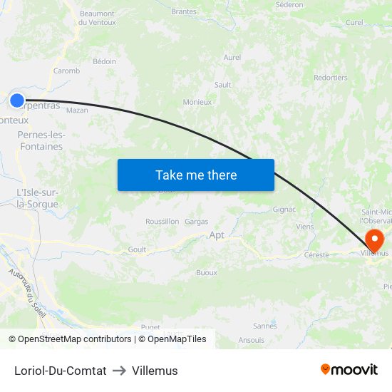 Loriol-Du-Comtat to Villemus map