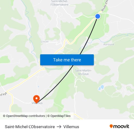 Saint-Michel-L'Observatoire to Villemus map