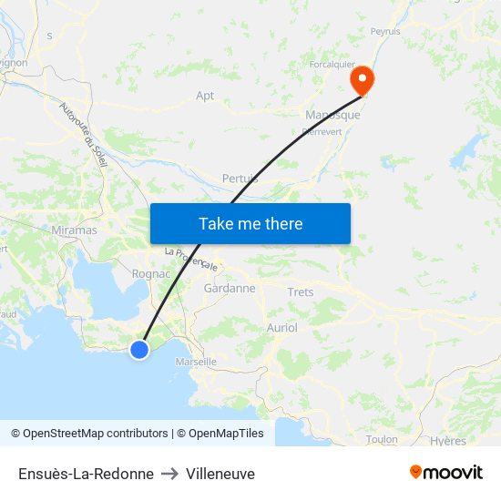 Ensuès-La-Redonne to Villeneuve map