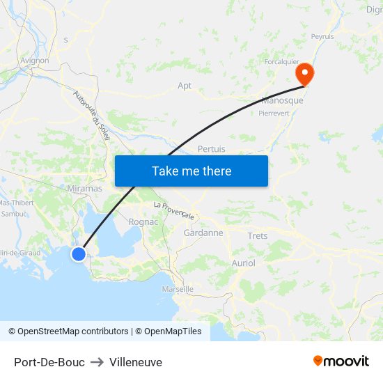 Port-De-Bouc to Villeneuve map