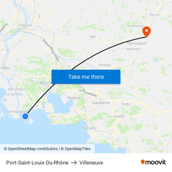 Port-Saint-Louis-Du-Rhône to Villeneuve map