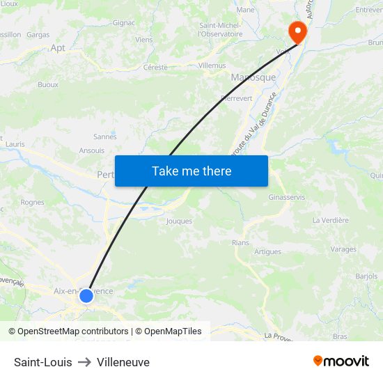 Saint-Louis to Villeneuve map