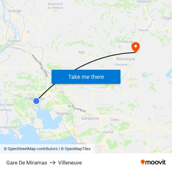 Gare De Miramas to Villeneuve map
