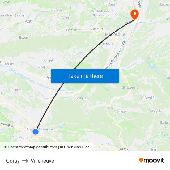 Corsy to Villeneuve map