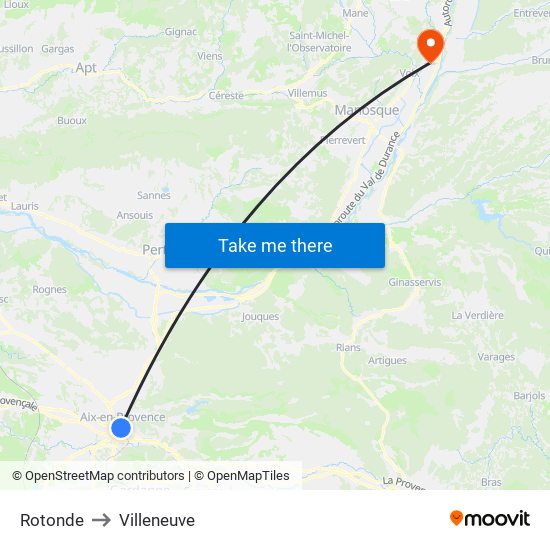 Rotonde to Villeneuve map