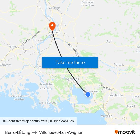 Berre-L'Étang to Villeneuve-Lès-Avignon map