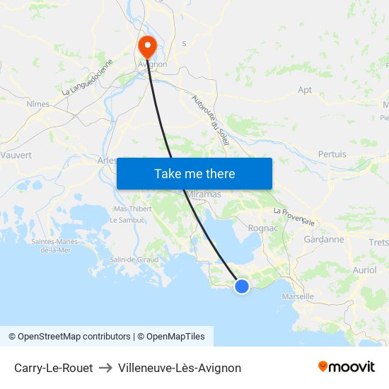 Carry-Le-Rouet to Villeneuve-Lès-Avignon map