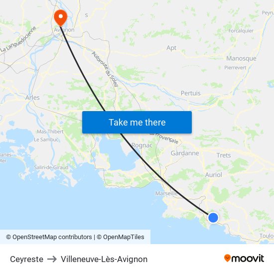 Ceyreste to Villeneuve-Lès-Avignon map