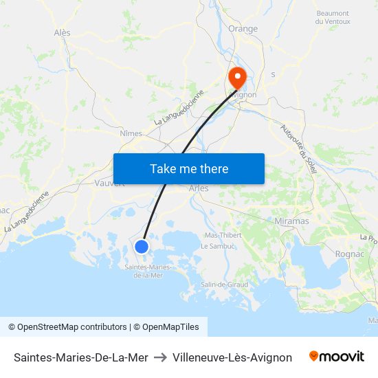 Saintes-Maries-De-La-Mer to Villeneuve-Lès-Avignon map