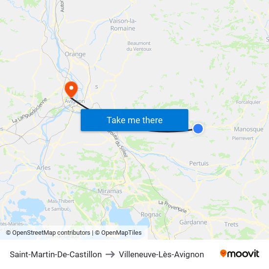 Saint-Martin-De-Castillon to Villeneuve-Lès-Avignon map