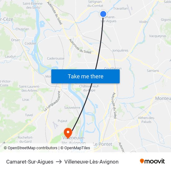 Camaret-Sur-Aigues to Villeneuve-Lès-Avignon map