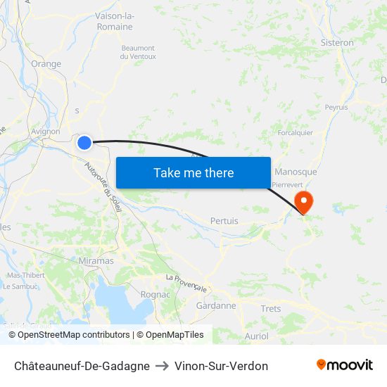Châteauneuf-De-Gadagne to Vinon-Sur-Verdon map
