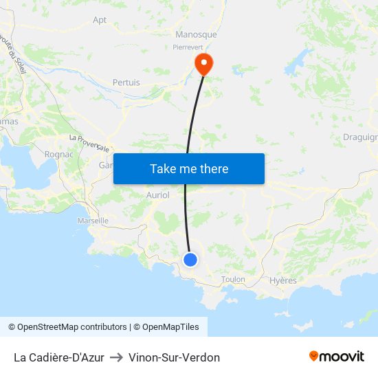 La Cadière-D'Azur to Vinon-Sur-Verdon map