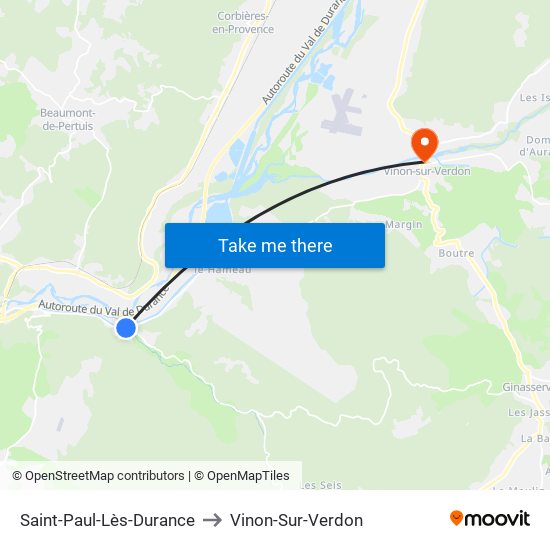 Saint-Paul-Lès-Durance to Vinon-Sur-Verdon map