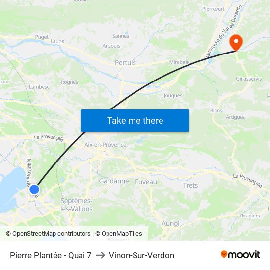 Pierre Plantée - Quai 7 to Vinon-Sur-Verdon map