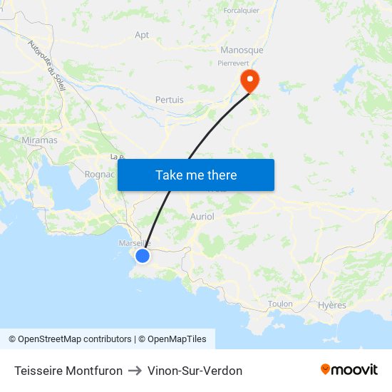 Teisseire Montfuron to Vinon-Sur-Verdon map