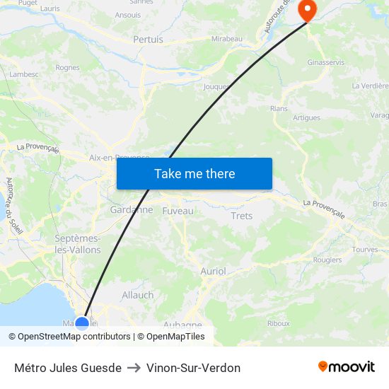 Métro Jules Guesde to Vinon-Sur-Verdon map