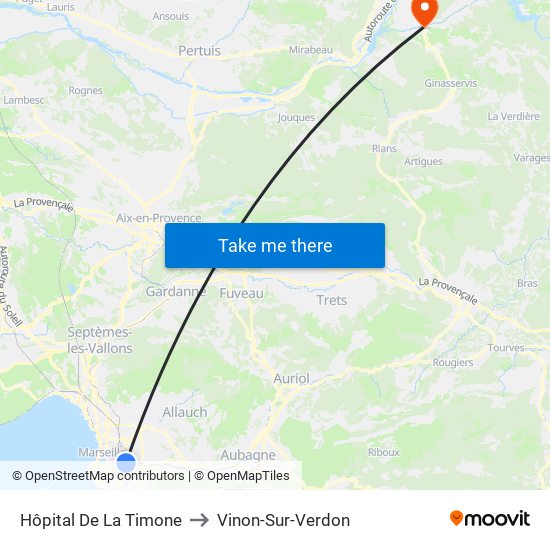 Hôpital De La Timone to Vinon-Sur-Verdon map