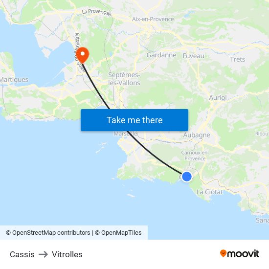 Cassis to Vitrolles map